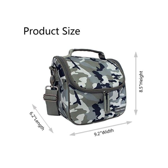 Kindness Footprint Camo Gray Lunch Bag Insulated Detachable Adjustable Strap - Picture 3 of 14